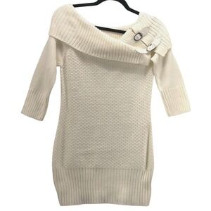 Y2K Off The Shoulder Sweater Cream Large‎
